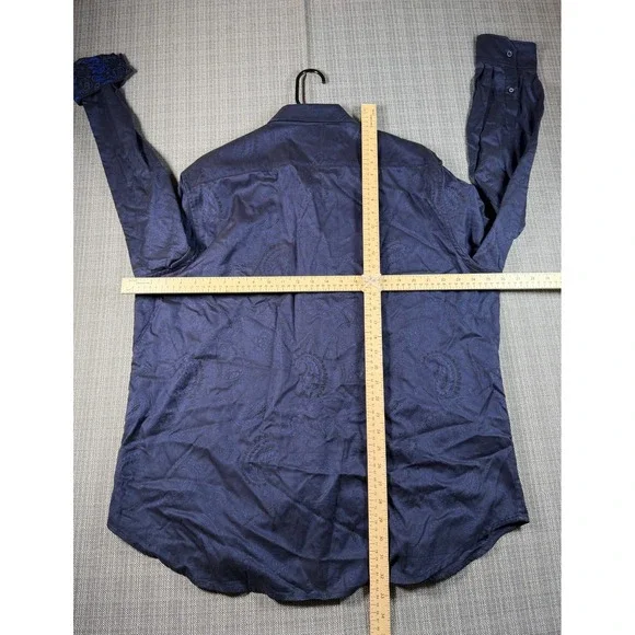 Robert Graham Shirt Mens 2XL Blue Paisley Print‎ Logo Cotton Flip Cuff Button Up - Picture 6 of 6